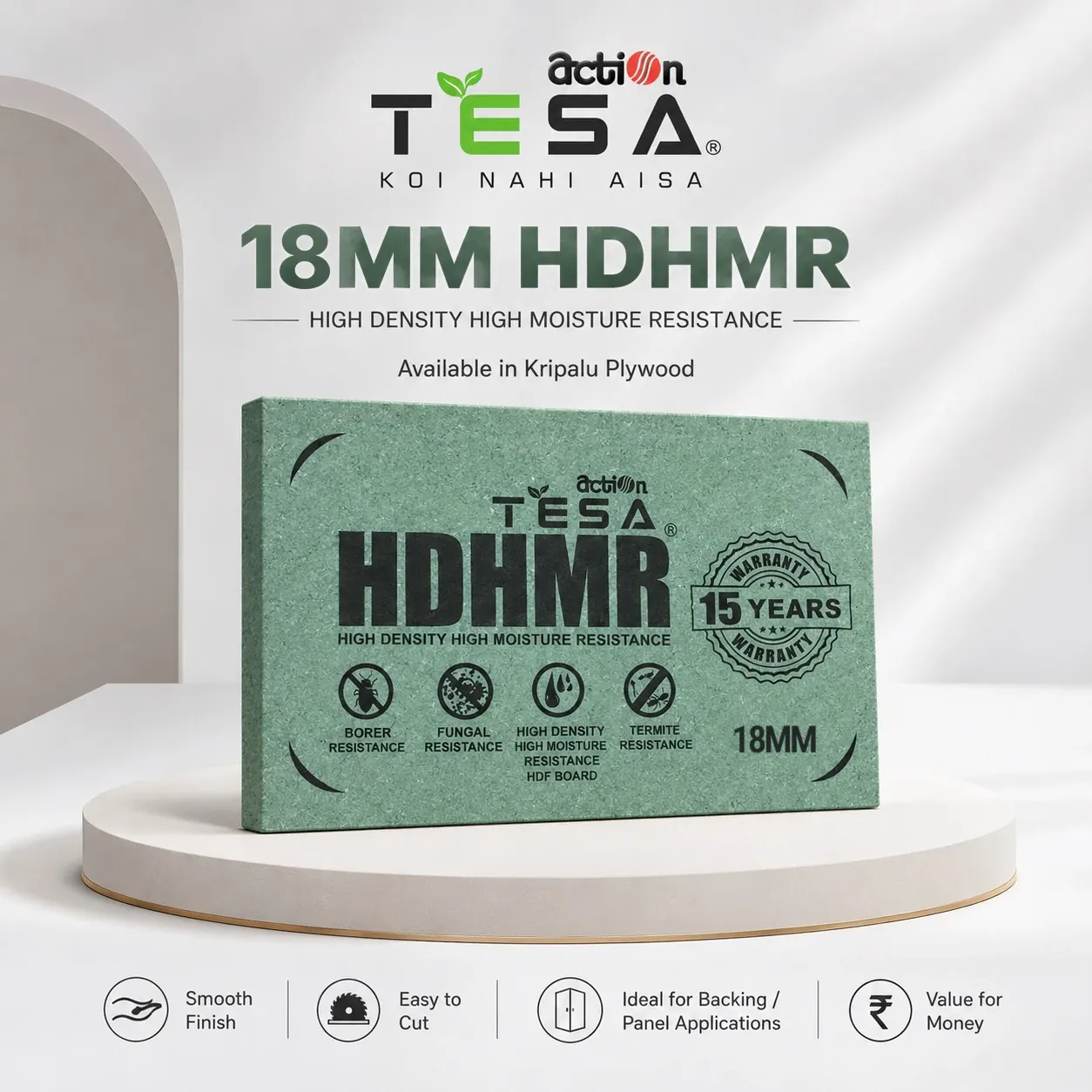 Action TESA HDHMR board at Kripalu Plywood, Kanpur