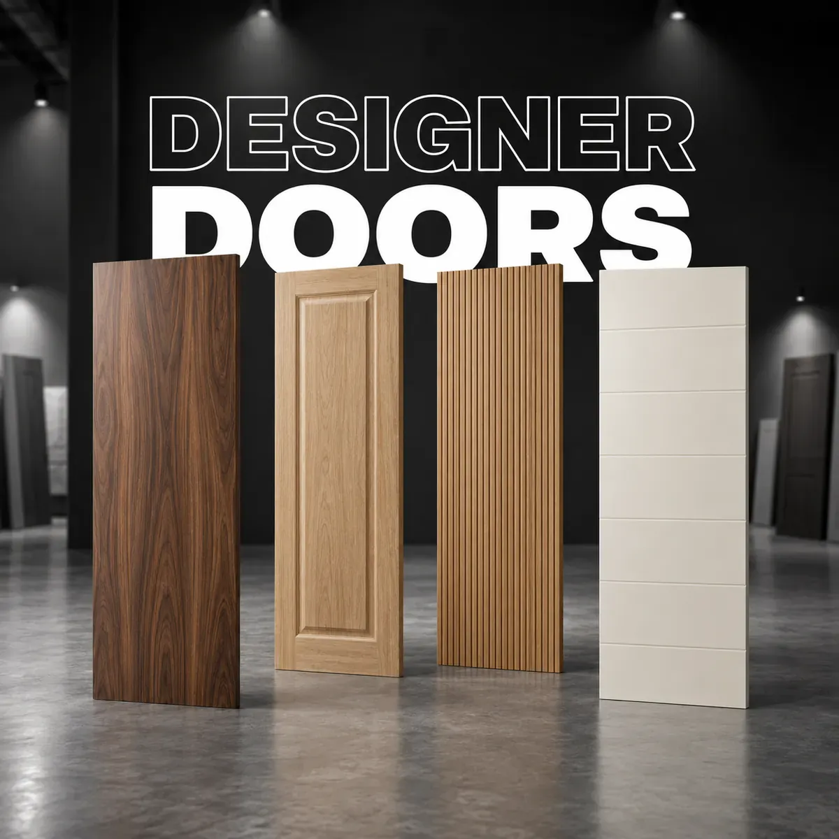 Membrane and flush doors on display