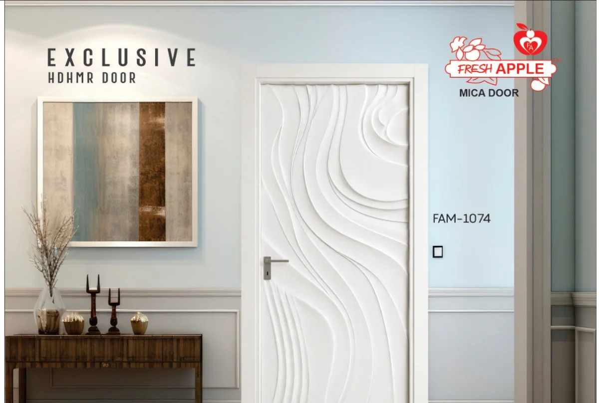 A Fresh Apple moulded HDHMR door, design FAM-1074, in a white hallway
