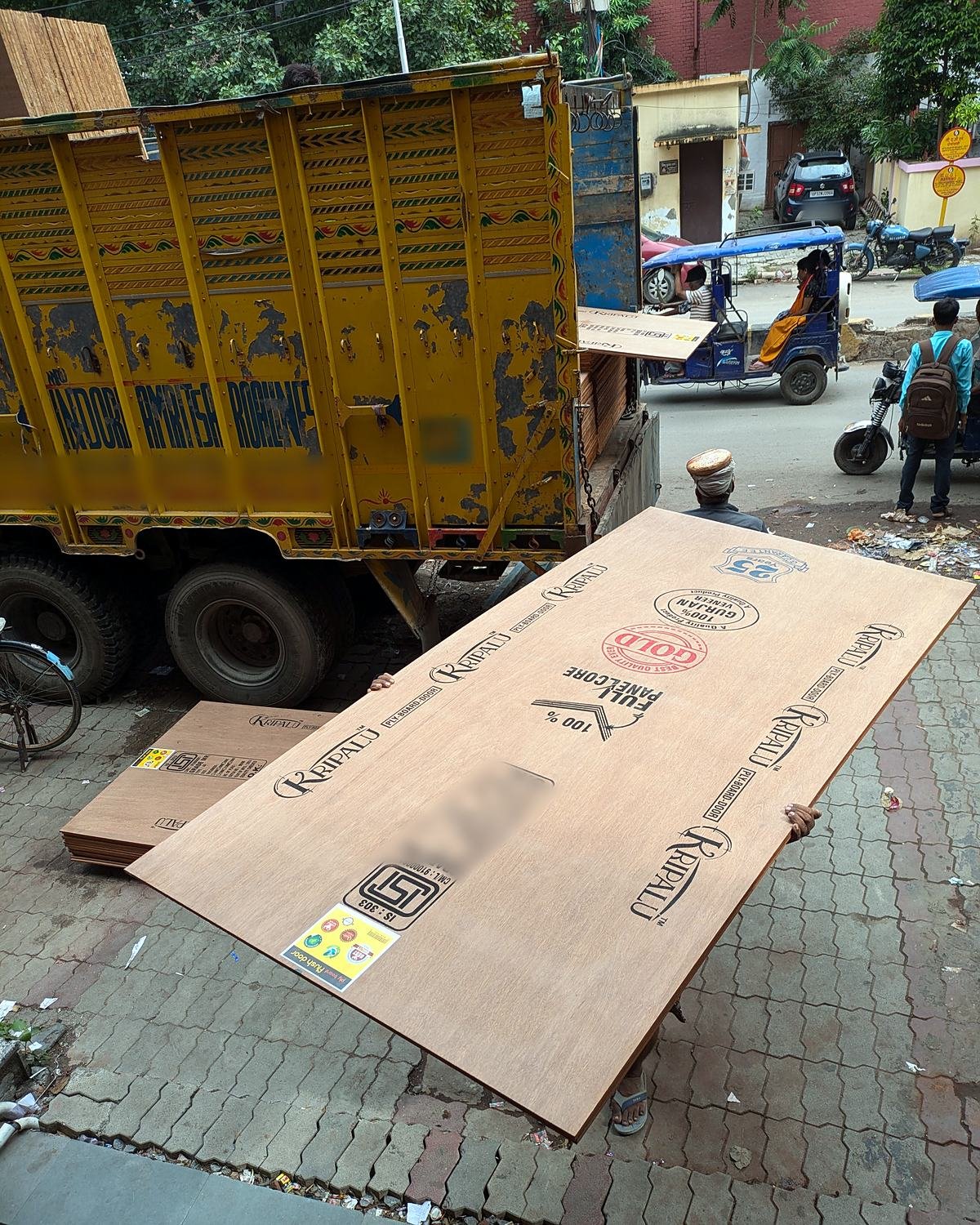 Material being loaded for delivery